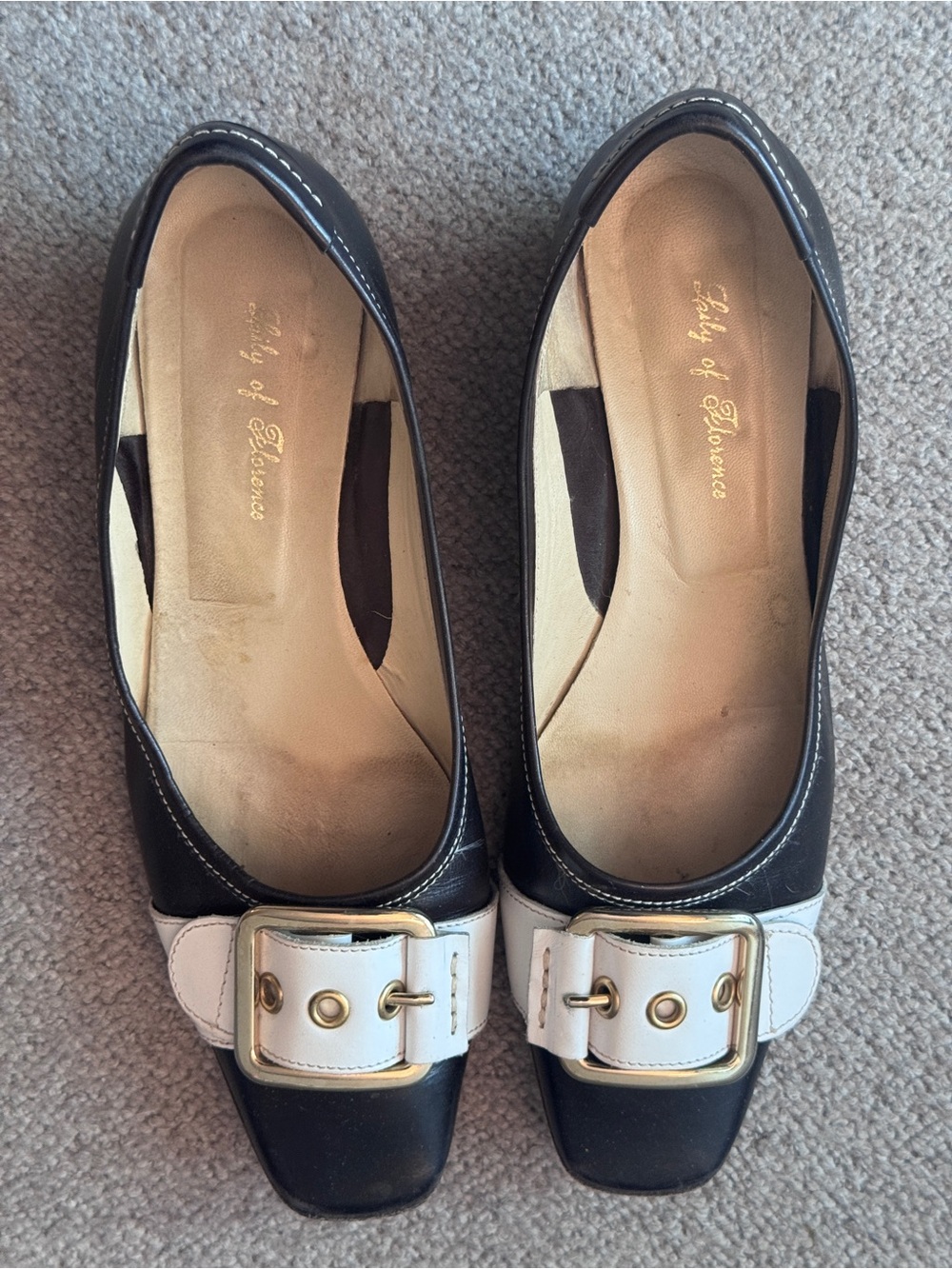 Navy and White Buckle 1” Heel Size 35.5